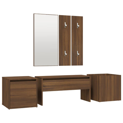 Hallway Furniture Set Brown Oak Engineered Wood