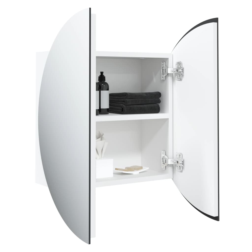 Bathroom Cabinet with Round Mirror&LED White 40x40x17.5 cm