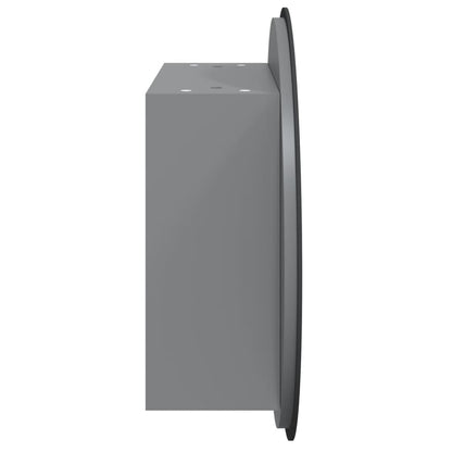 Bathroom Cabinet with Round Mirror&LED Grey 40x40x17.5 cm