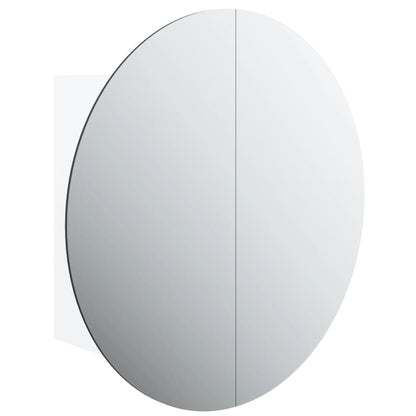 Bathroom Cabinet with Round Mirror&LED White 47x47x17.5 cm