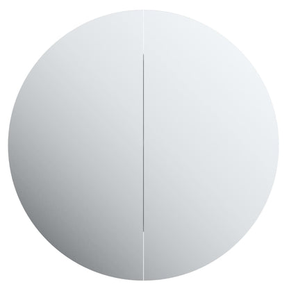 Bathroom Cabinet with Round Mirror&LED White 47x47x17.5 cm