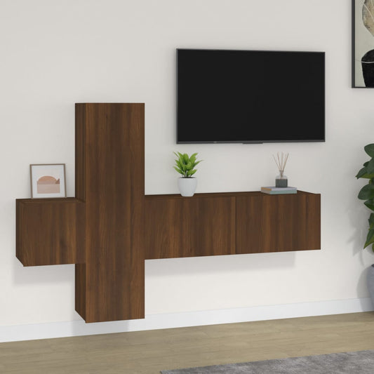 3 Piece TV Cabinet Set Brown Oak Engineered Wood