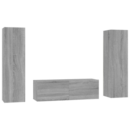 3 Piece TV Cabinet Set Grey Sonoma Engineered Wood