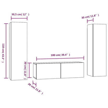 3 Piece TV Cabinet Set Grey Sonoma Engineered Wood