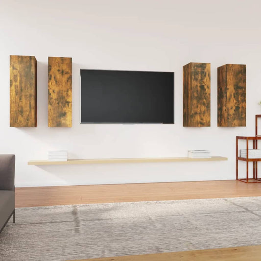 TV Cabinets 4 pcs Smoked Oak 30.5x30x90 cm Engineered Wood
