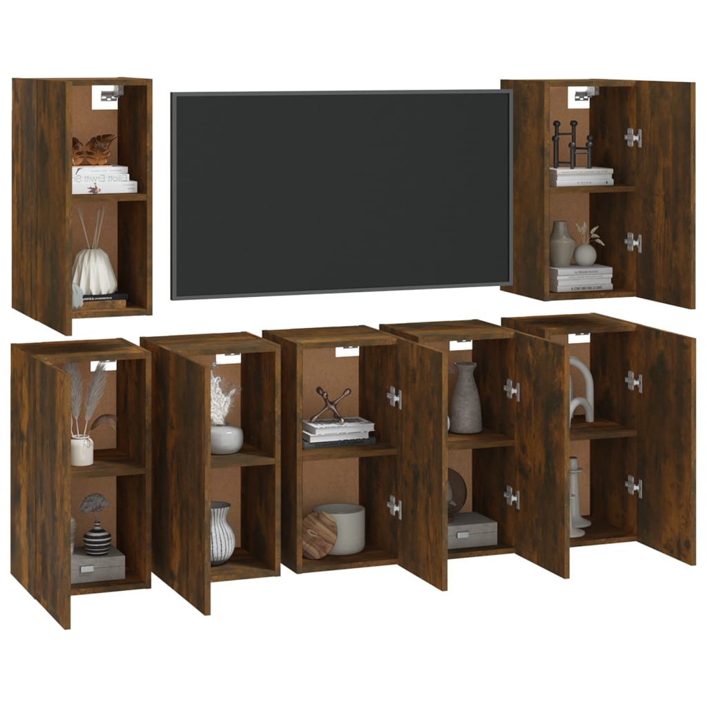 TV Cabinets 7 pcs Smoked Oak 30.5x30x60 cm Engineered Wood