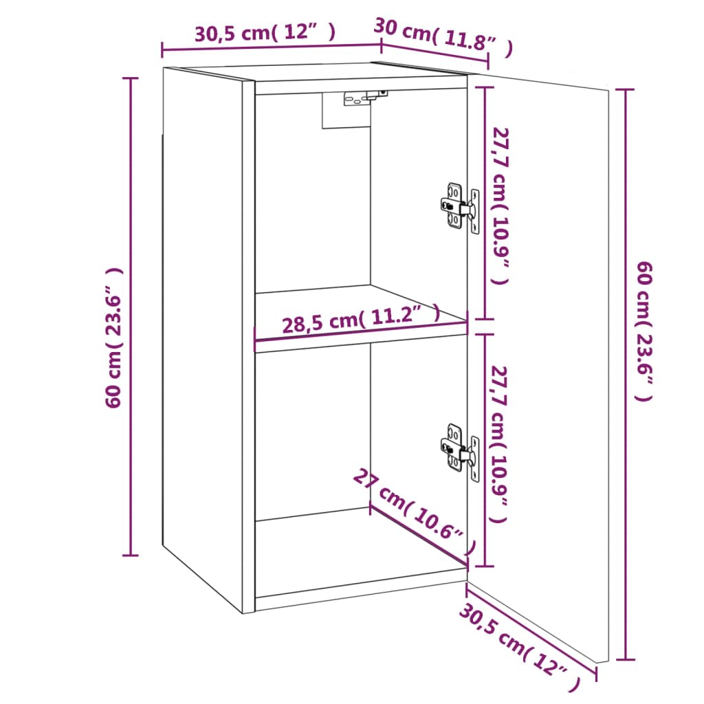 TV Cabinets 7 pcs Smoked Oak 30.5x30x60 cm Engineered Wood