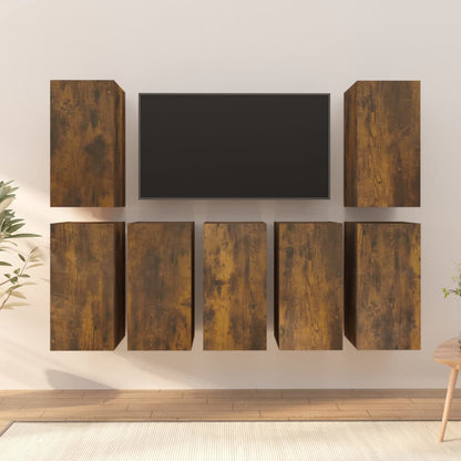 TV Cabinets 7 pcs Smoked Oak 30.5x30x60 cm Engineered Wood