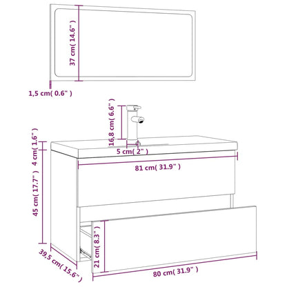 Bathroom Furniture Set Grey Sonoma Engineered Wood