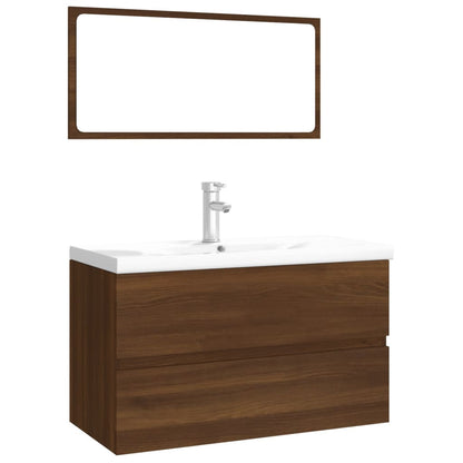 Bathroom Furniture Set Brown Oak Engineered Wood