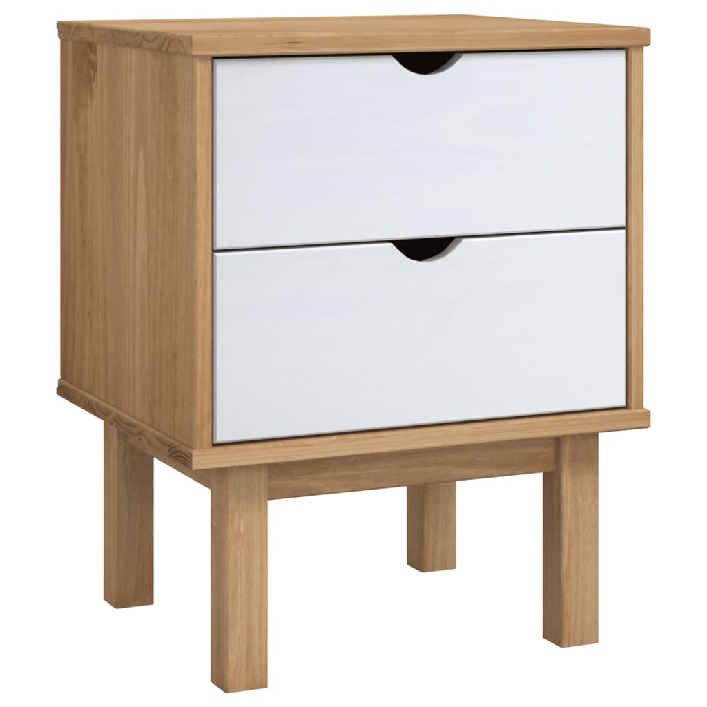 Bedside Cabinet OTTA Brown&White 46x39.5x57cm Solid Wood Pine