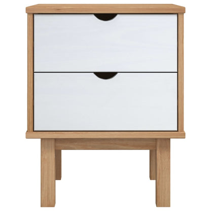 Bedside Cabinet OTTA Brown&White 46x39.5x57cm Solid Wood Pine