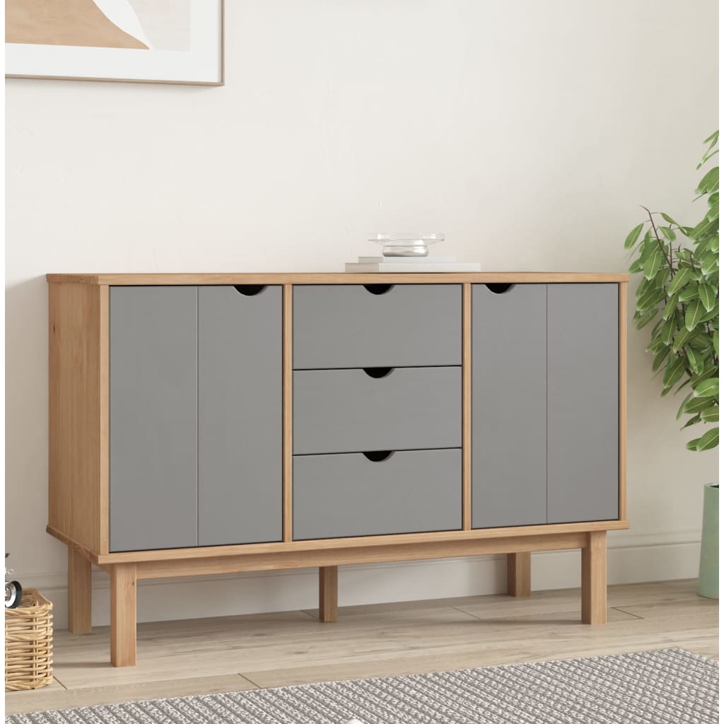 Sideboard OTTA Brown and Grey 113.5x43x73 cm Solid Wood Pine