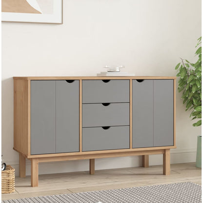 Sideboard OTTA Brown and Grey 113.5x43x73 cm Solid Wood Pine