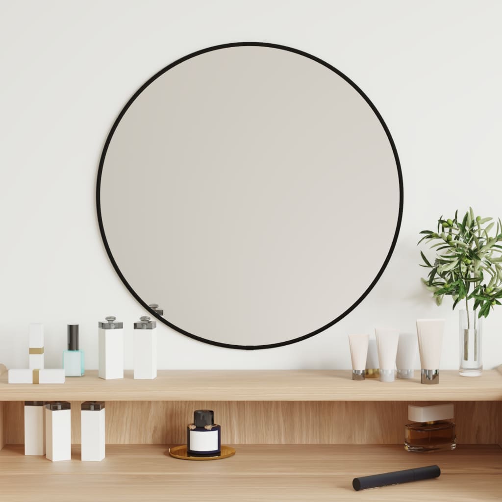 Wall Mirror Black Ø 50 cm Round