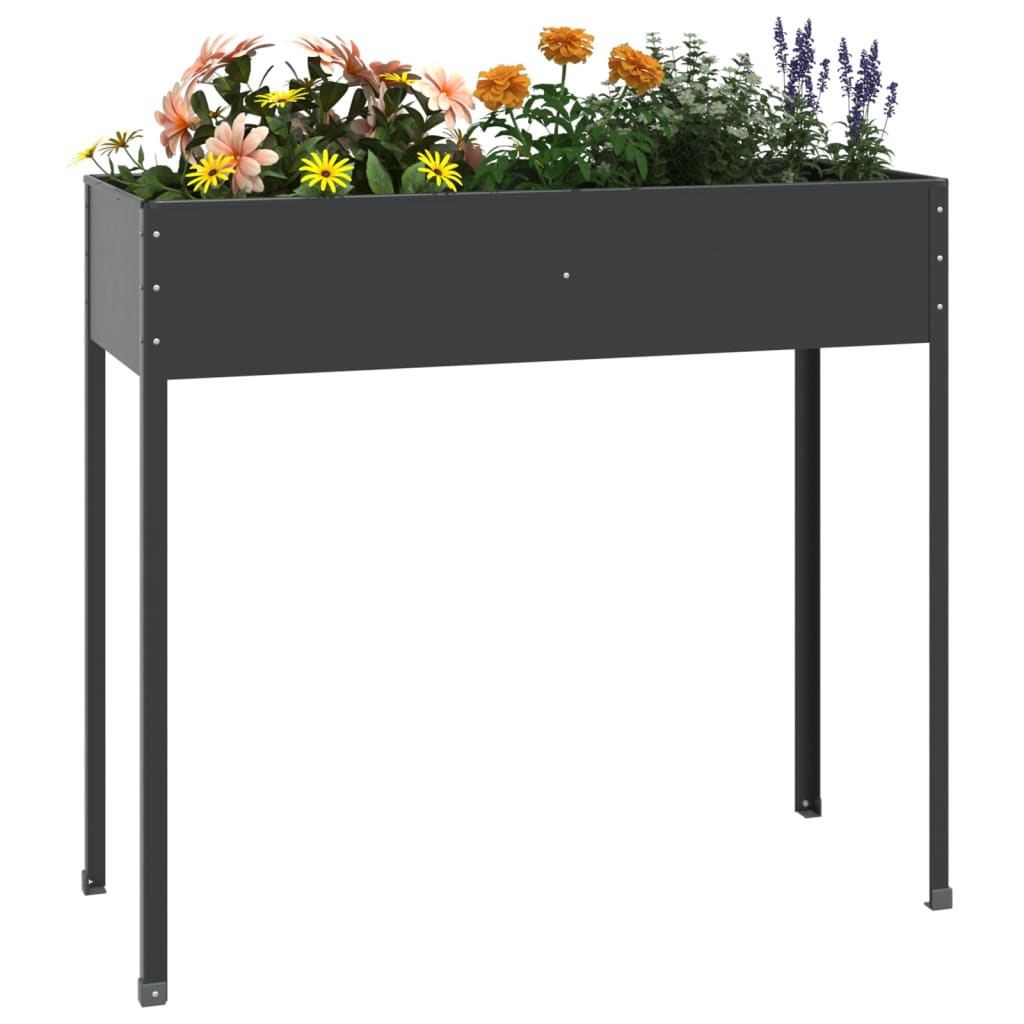 Garden Planter Anthracite 100.5x40.5x90 cm Galvanised Steel