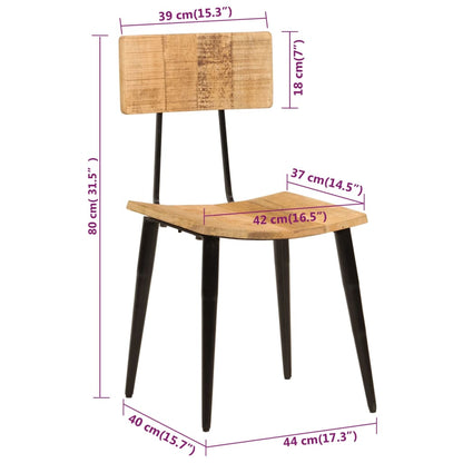 Dining Chairs 2 pcs 44x40x80 cm Solid Wood Mango