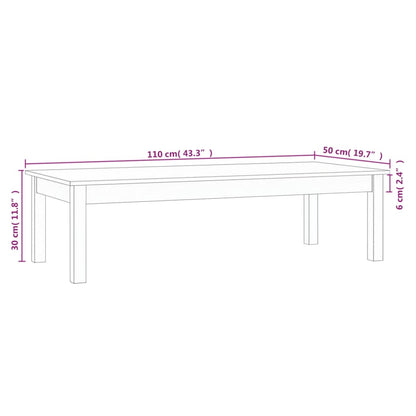 Coffee Table White 110x50x30 cm Solid Wood Pine