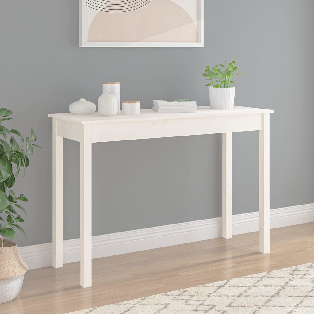 Console Table White 110x40x75 cm Solid Wood Pine