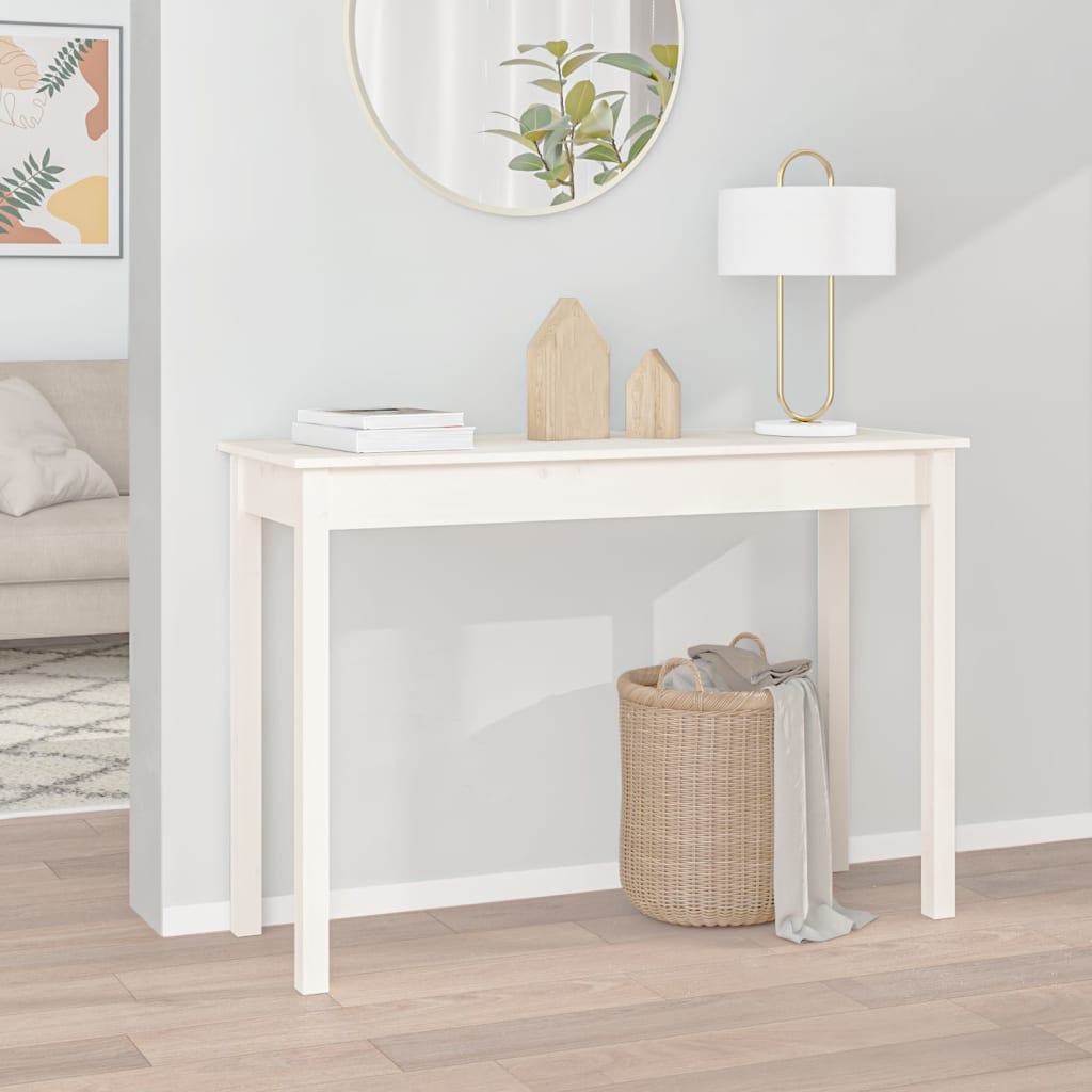 Console Table White 110x40x75 cm Solid Wood Pine