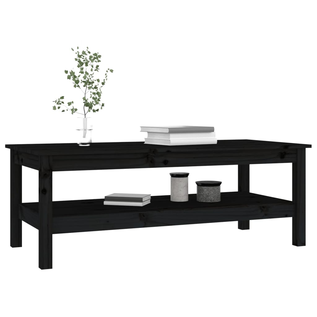 Coffee Table Black 110x50x40 cm Solid Wood Pine