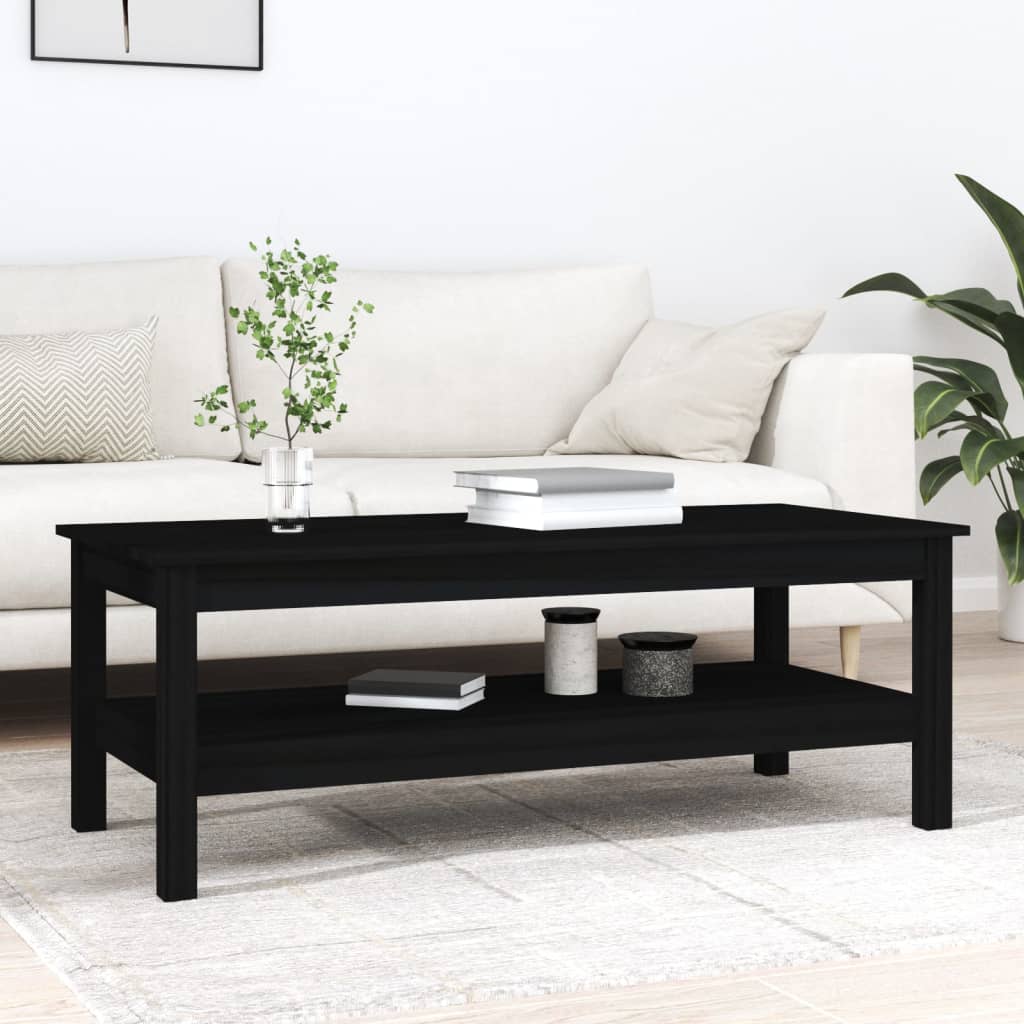 Coffee Table Black 110x50x40 cm Solid Wood Pine