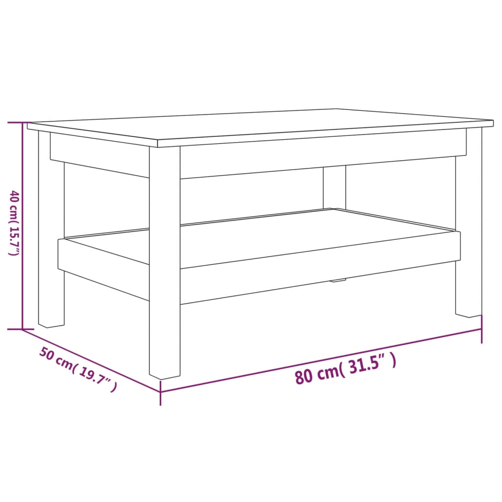 Coffee Table 80x50x40 cm Solid Wood Pine