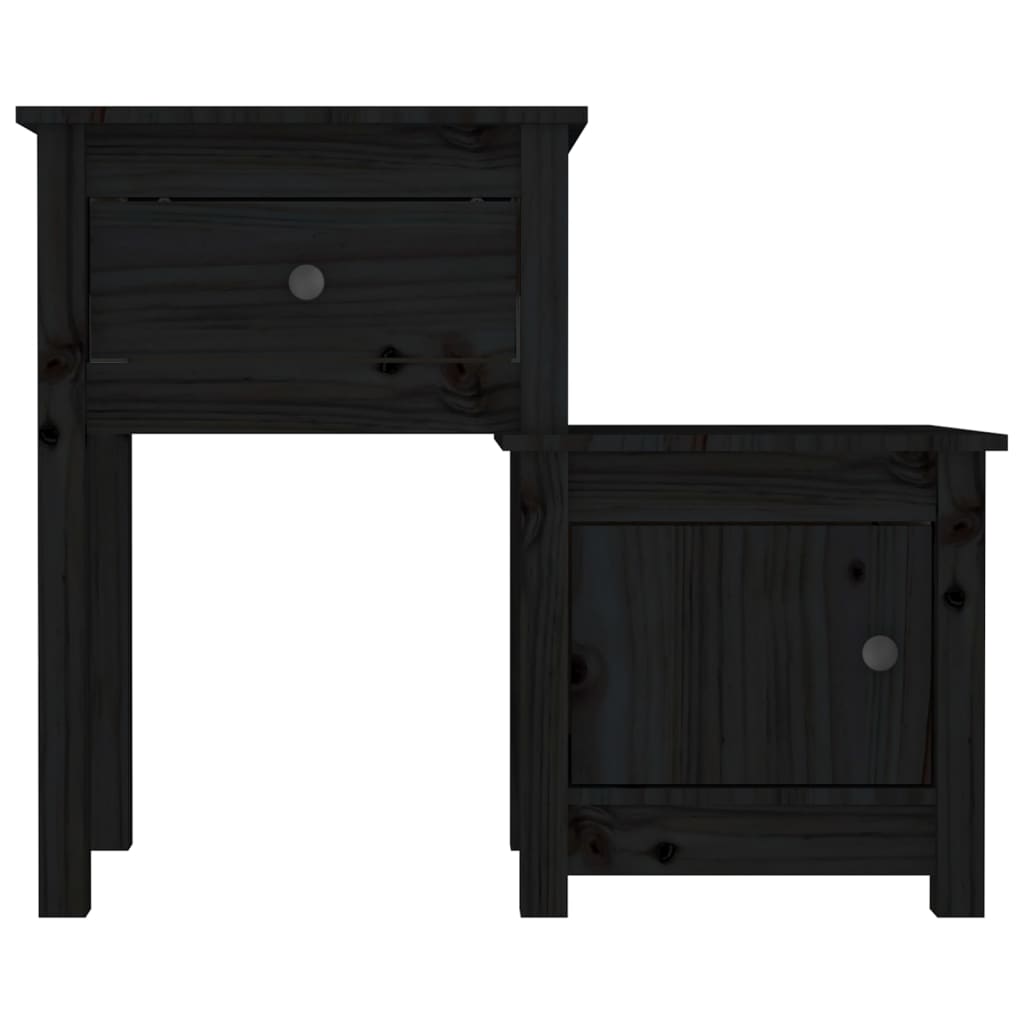 Bedside Cabinet Black 79.5x38x65.5 cm Solid Wood Pine