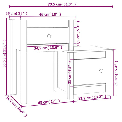 Bedside Cabinet Black 79.5x38x65.5 cm Solid Wood Pine