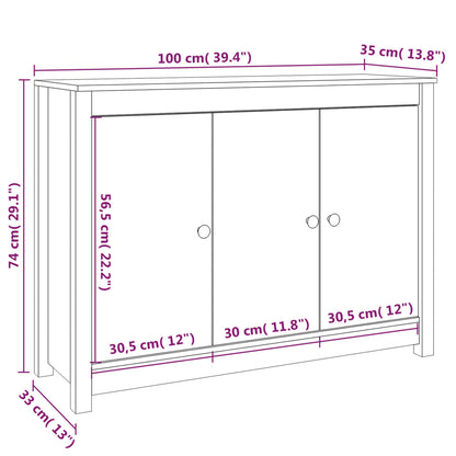 Sideboard 100x35x74 cm Solid Wood Pine