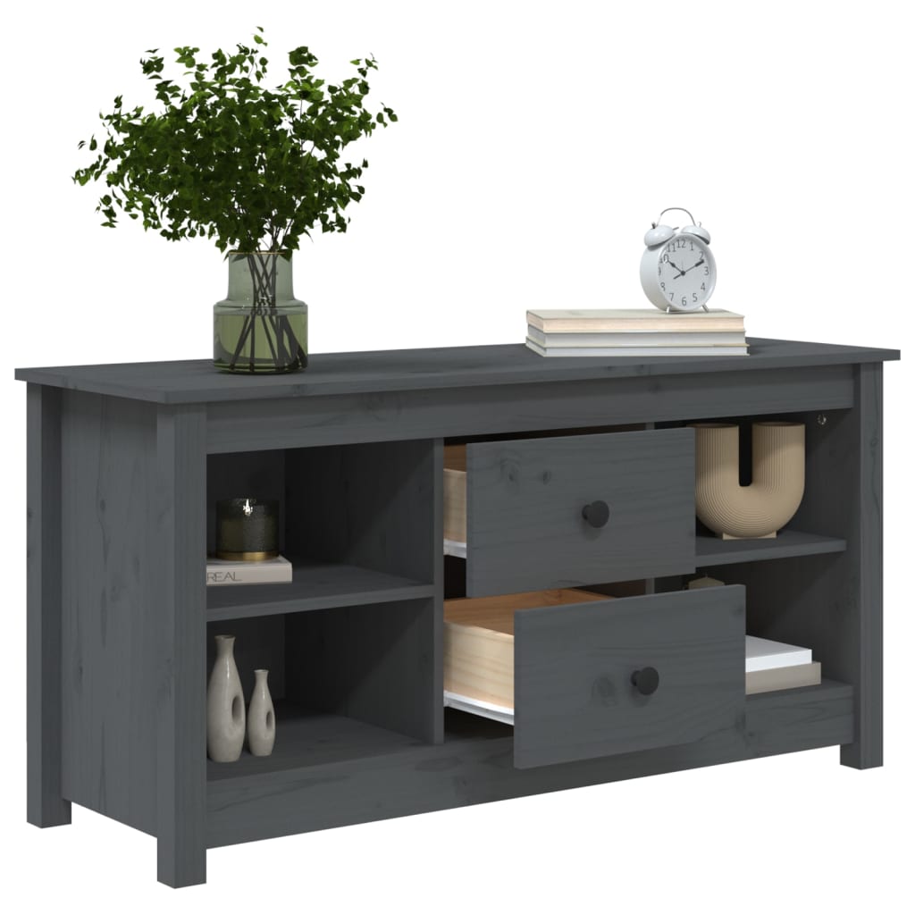 TV Cabinet Grey 103x36.5x52 cm Solid Wood Pine