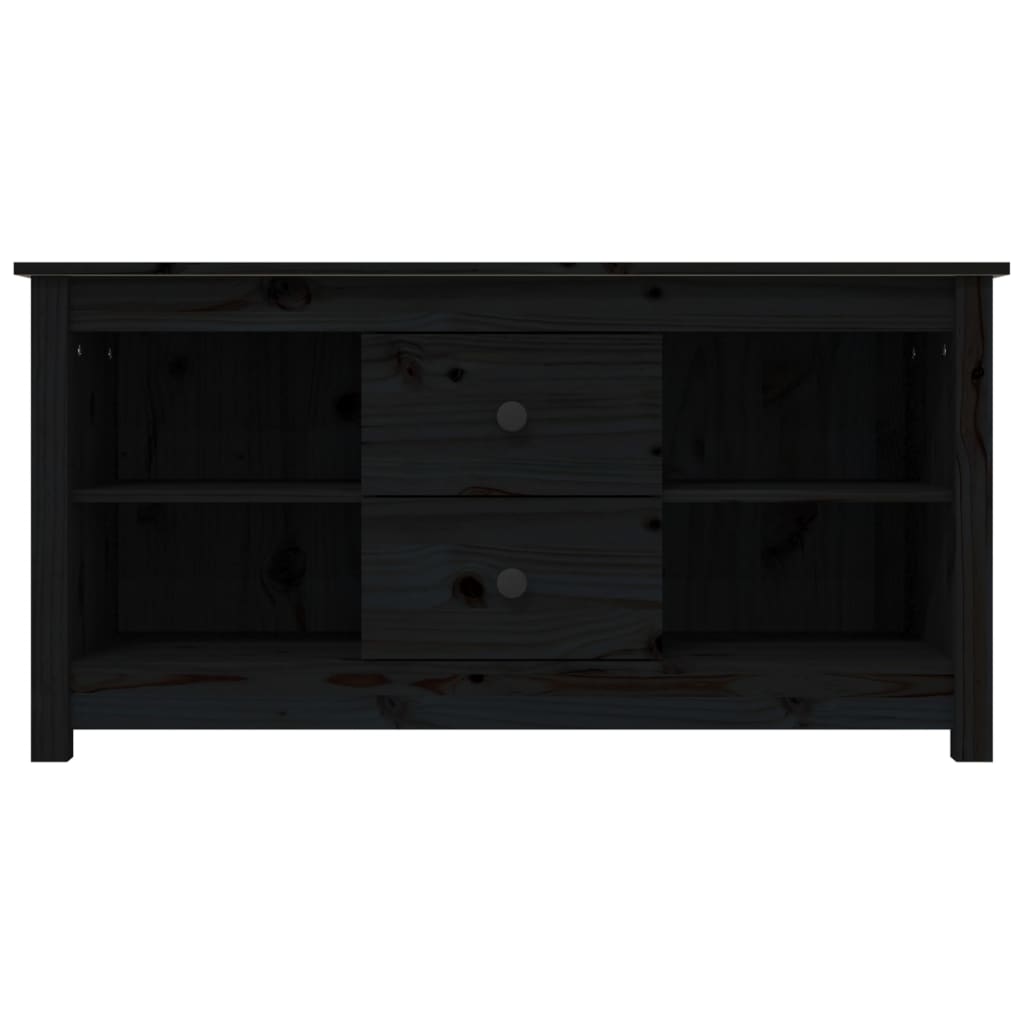 TV Cabinet Black 103x36.5x52 cm Solid Wood Pine