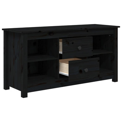 TV Cabinet Black 103x36.5x52 cm Solid Wood Pine