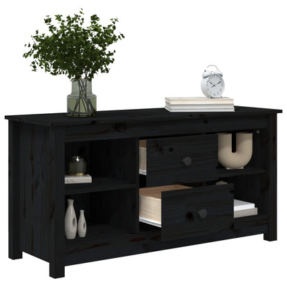 TV Cabinet Black 103x36.5x52 cm Solid Wood Pine