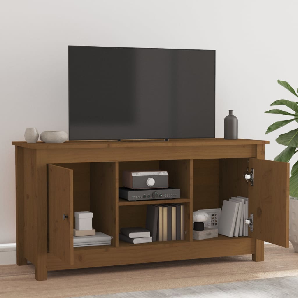 TV Cabinet Honey Brown 103x36.5x52 cm Solid Wood Pine