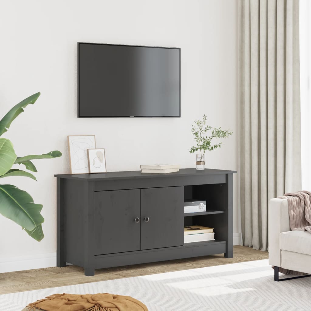 TV Cabinet Grey 103x36.5x52 cm Solid Wood Pine