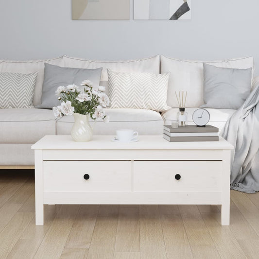 Coffee Table White 100x50x40 cm Solid Wood Pine