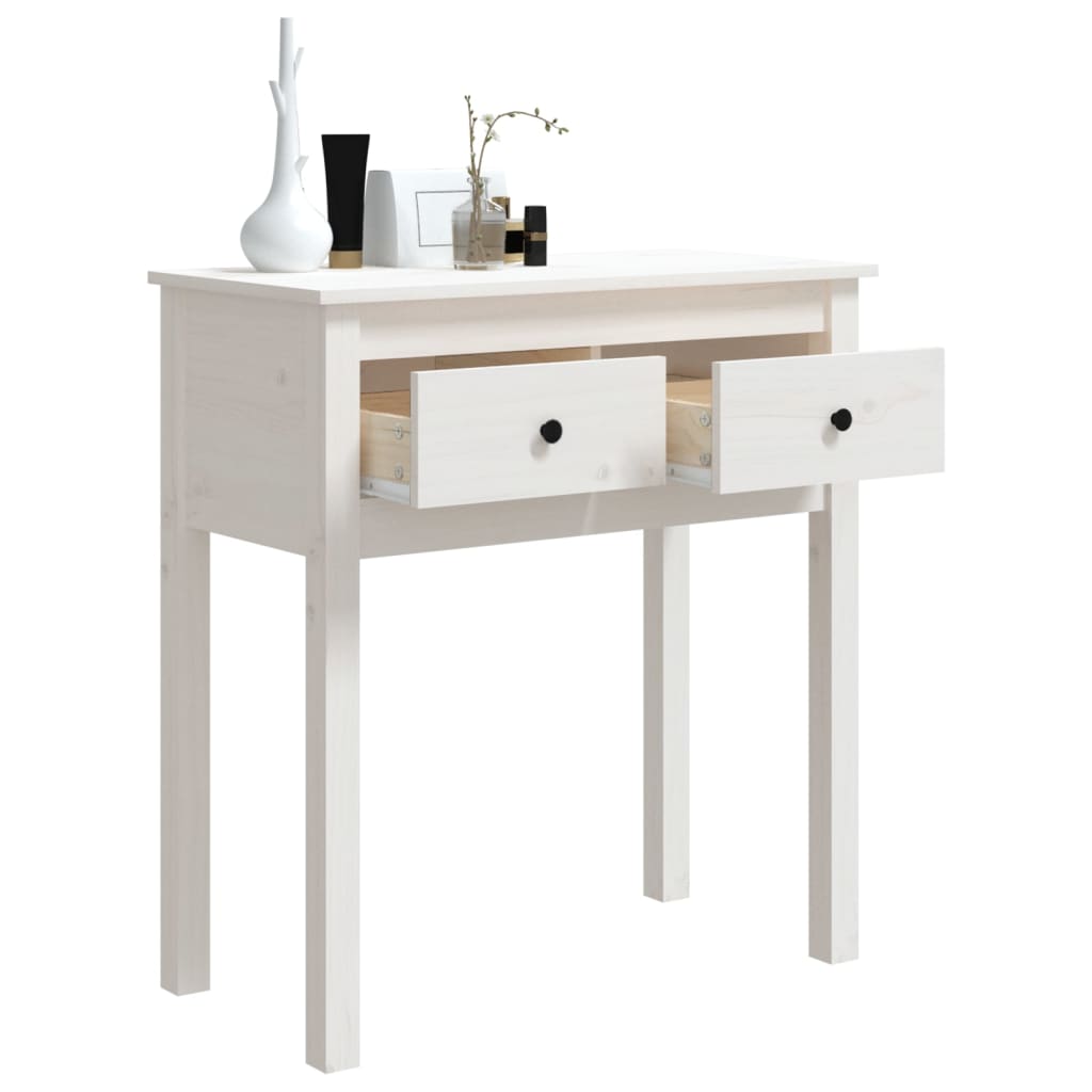 Console Table White 70x35x75 cm Solid Wood Pine