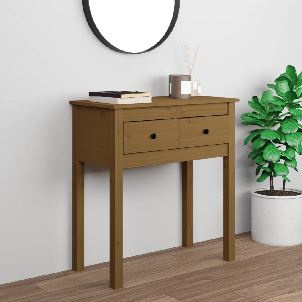 Console Table Honey Brown 70x35x75 cm Solid Wood Pine