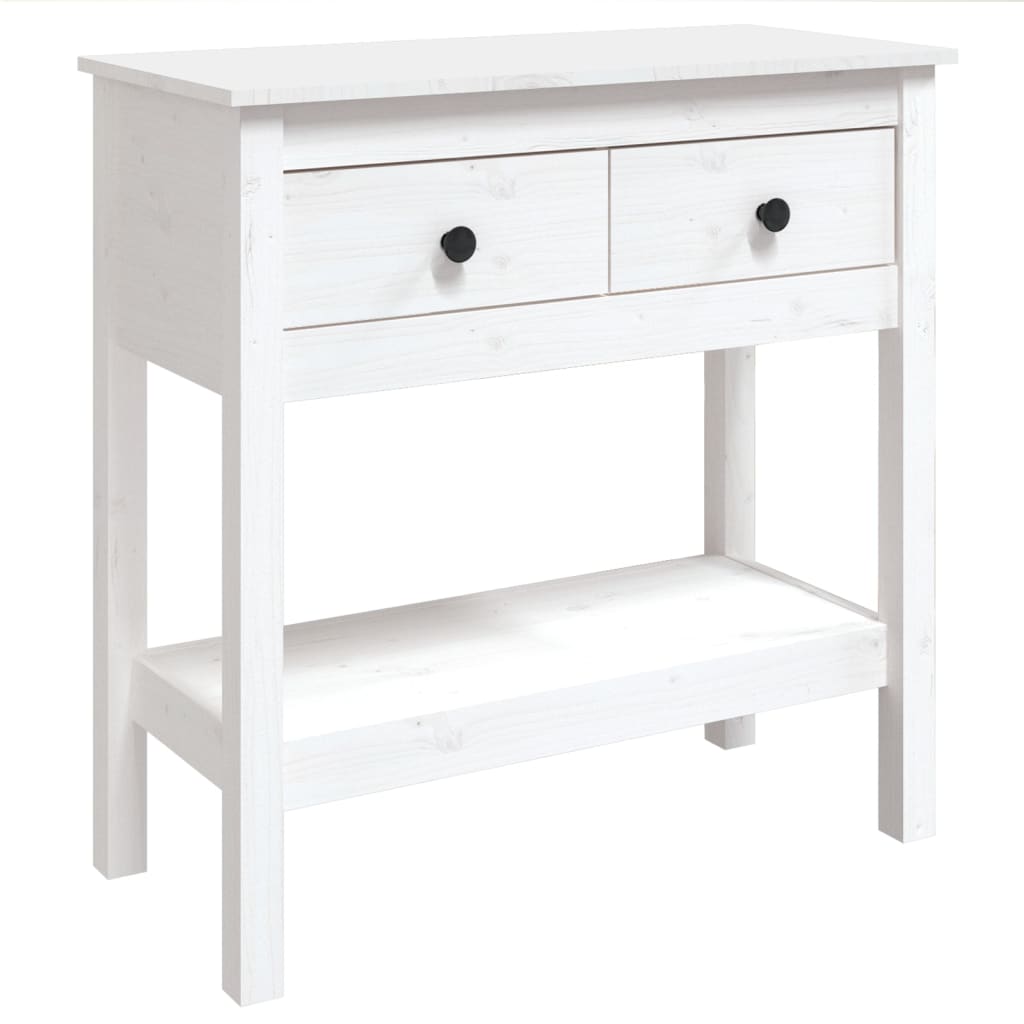 Console Table White 75x35x75 cm Solid Wood Pine