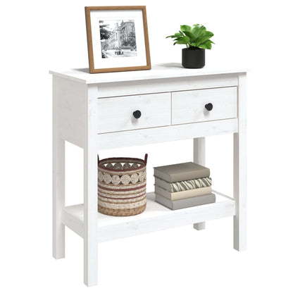 Console Table White 75x35x75 cm Solid Wood Pine