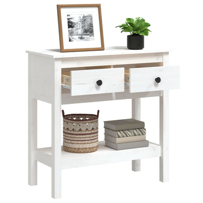 Console Table White 75x35x75 cm Solid Wood Pine