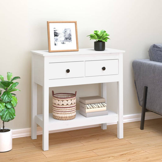 Console Table White 75x35x75 cm Solid Wood Pine