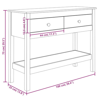 Console Table 100x35x75 cm Solid Wood Pine