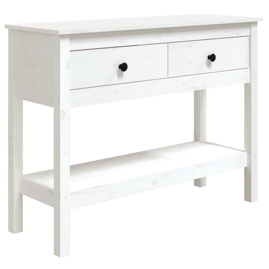 Console Table White 100x35x75 cm Solid Wood Pine