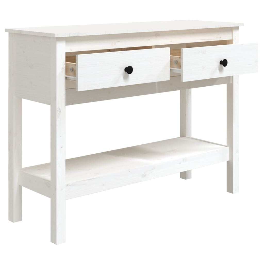 Console Table White 100x35x75 cm Solid Wood Pine