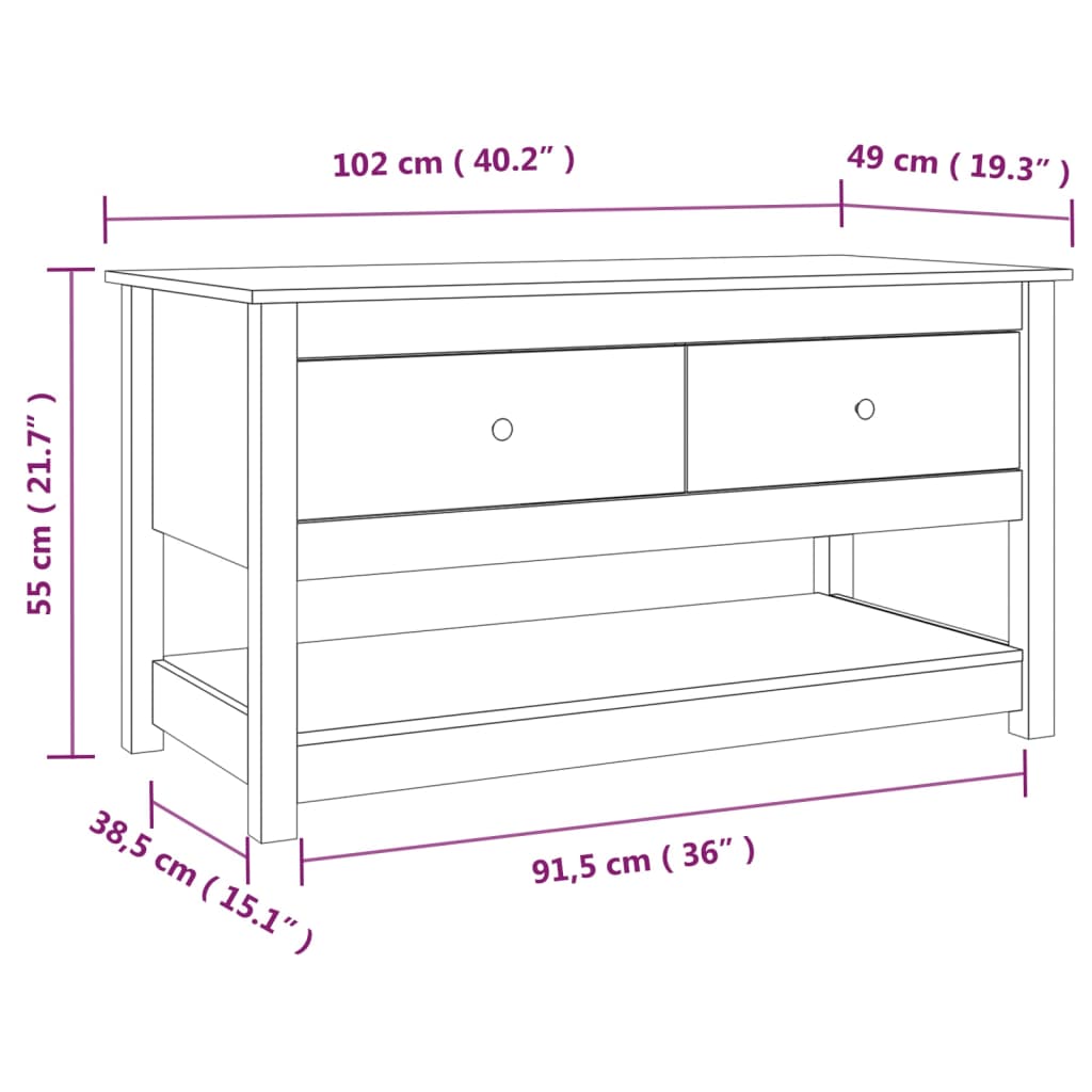 Coffee Table Grey 102x49x55 cm Solid Wood Pine