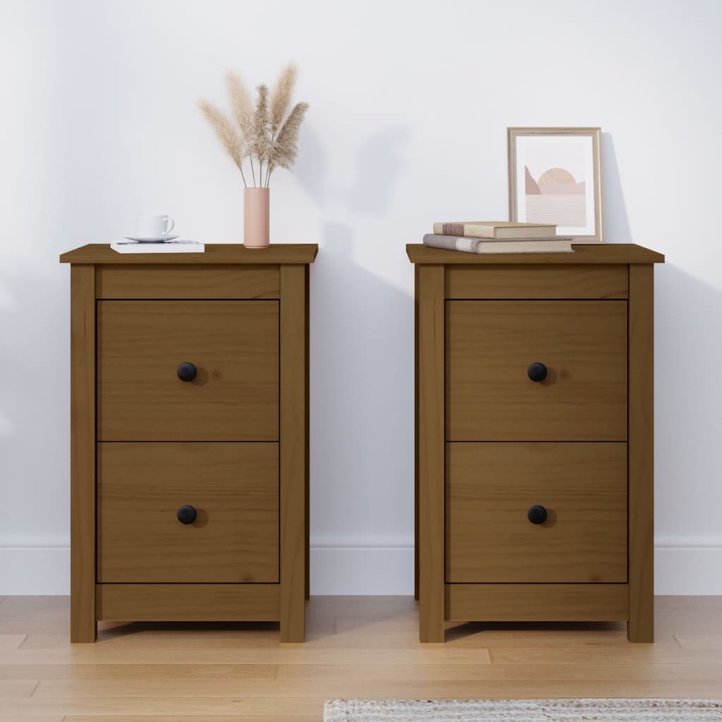 Bedside Cabinets 2 pcs Honey Brown 40x35x61.5 cm Solid Wood Pine