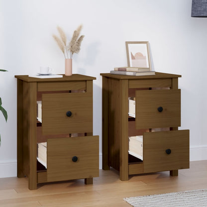 Bedside Cabinets 2 pcs Honey Brown 40x35x61.5 cm Solid Wood Pine