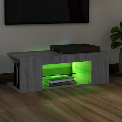 TV Cabinet with LED Lights Grey Sonoma 90x39x30 cm